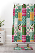 LouBruzzoni Cozy Christmas Patchwork Shower Curtain And Mat