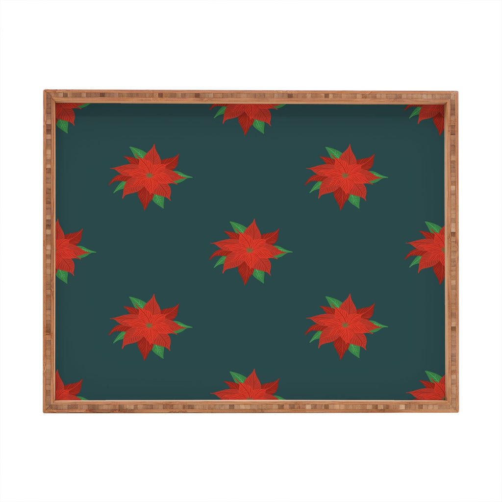 Design by Spark Poinsettia Florals Rectangular Tray