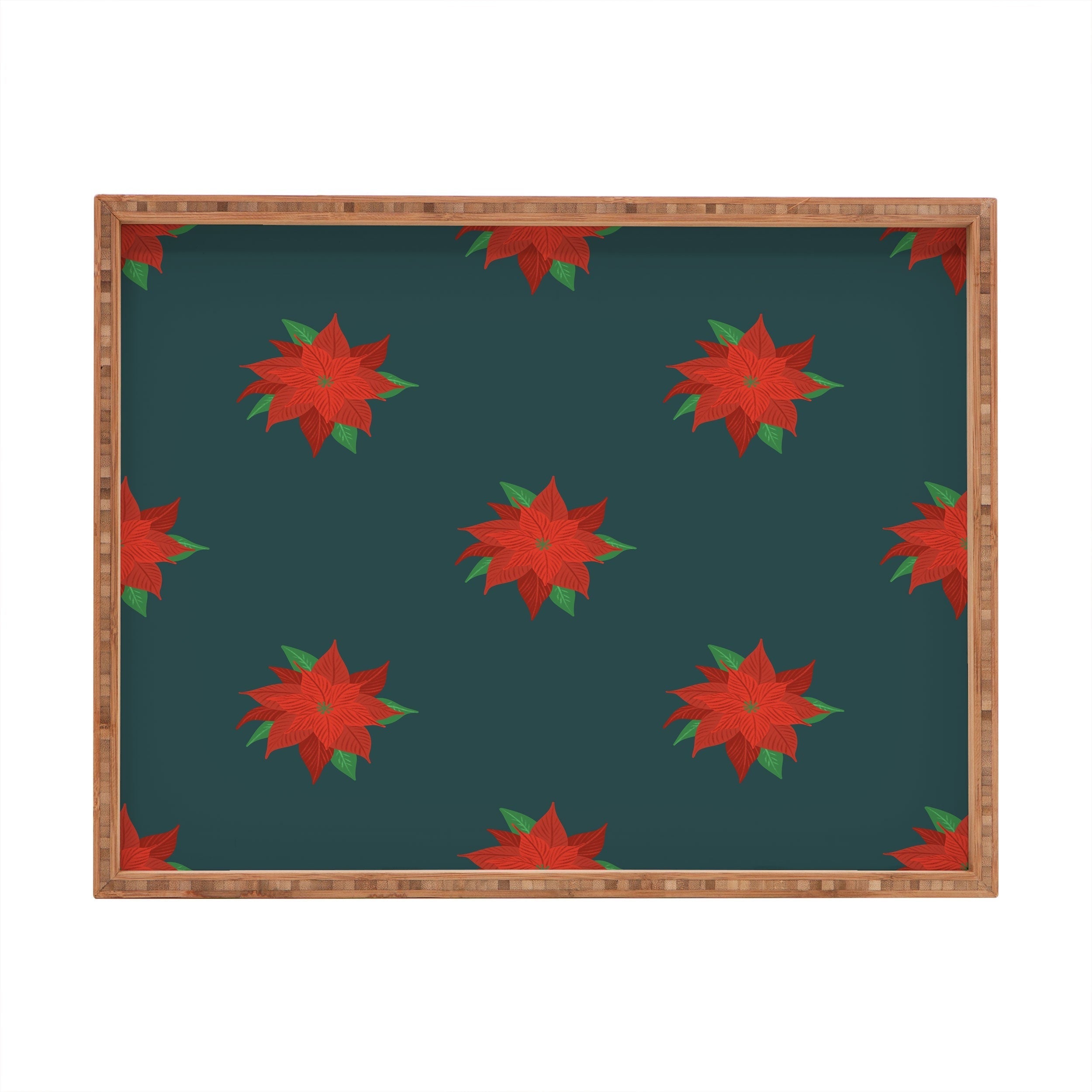 Design by Spark Poinsettia Florals Rectangular Tray