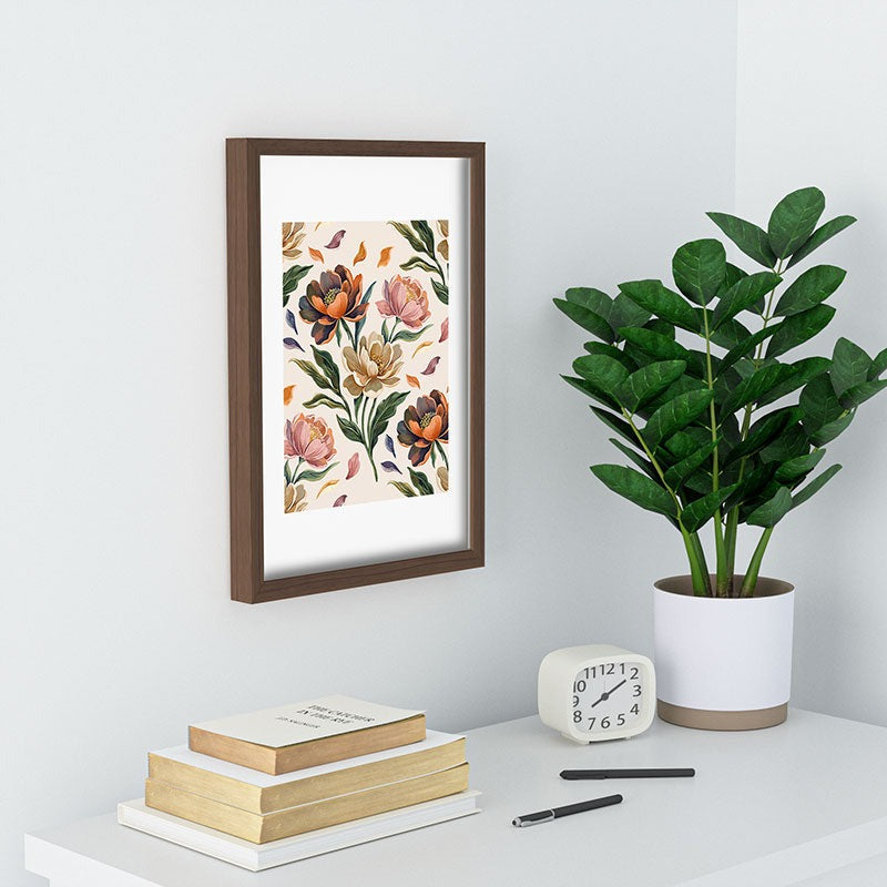 Marta Barragan Camarasa Hand Painted Peony Florals Recessed Framing Rectangle
