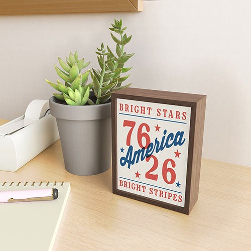 DENY Designs Bright Stars Bright Stripes Framed Mini Art Print