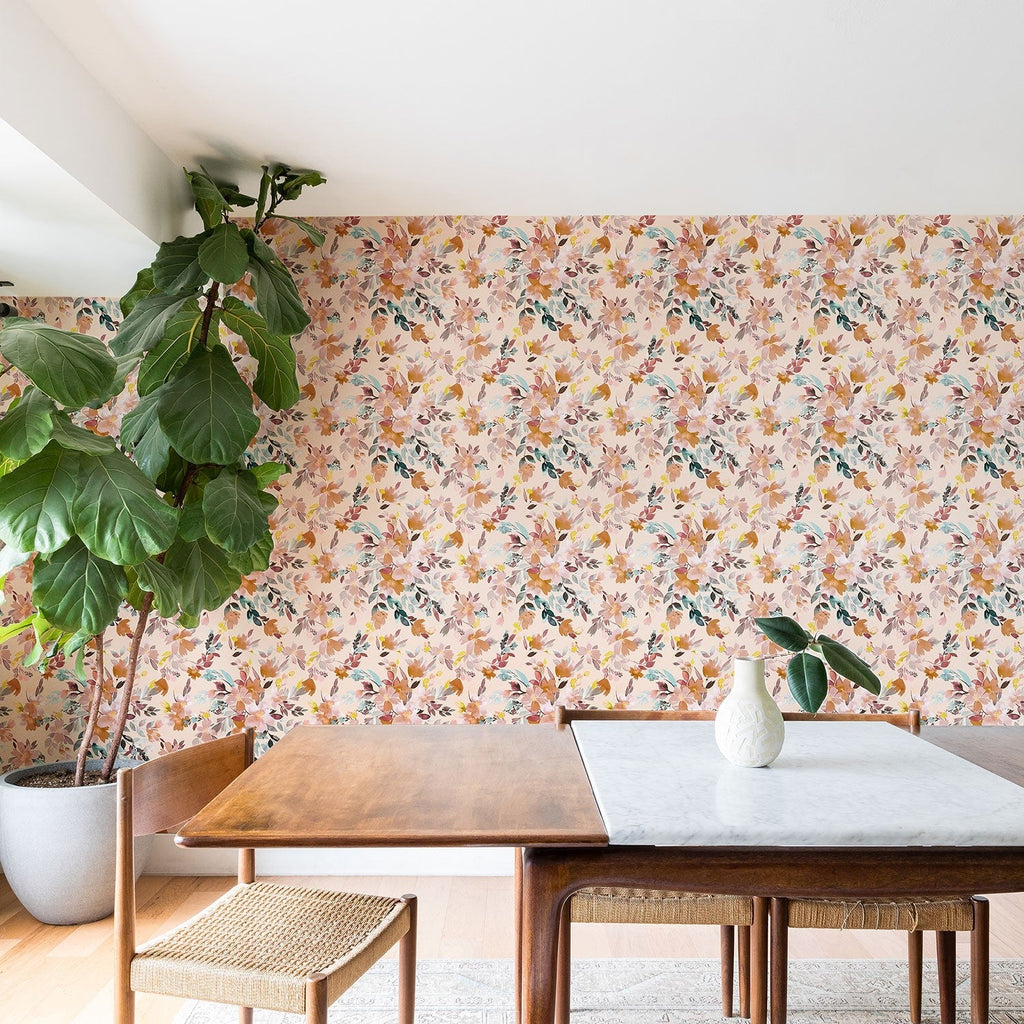 Ninola Design Botanic Retreat Floral Oleander Whimsical Soft Pink Wallpaper