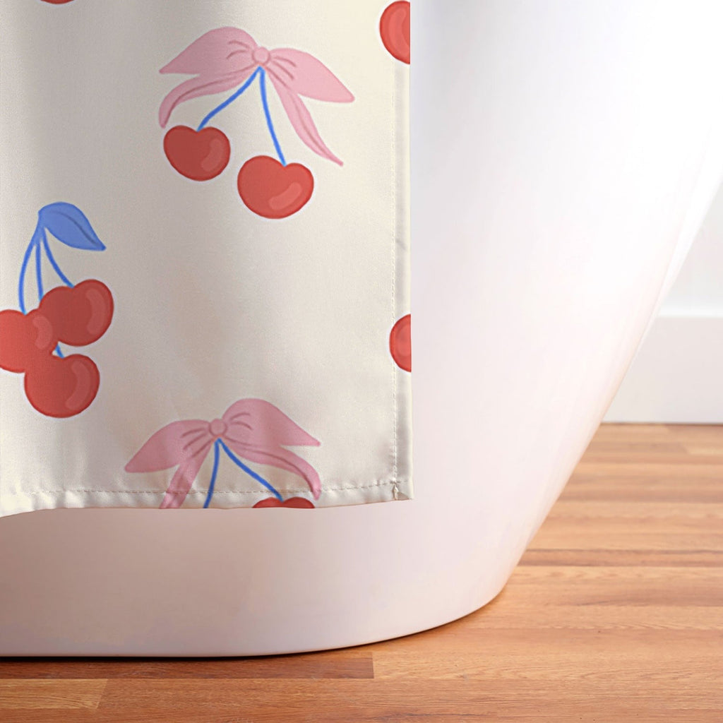 Design by Spark Cherries And Ribbons Shower Curtain