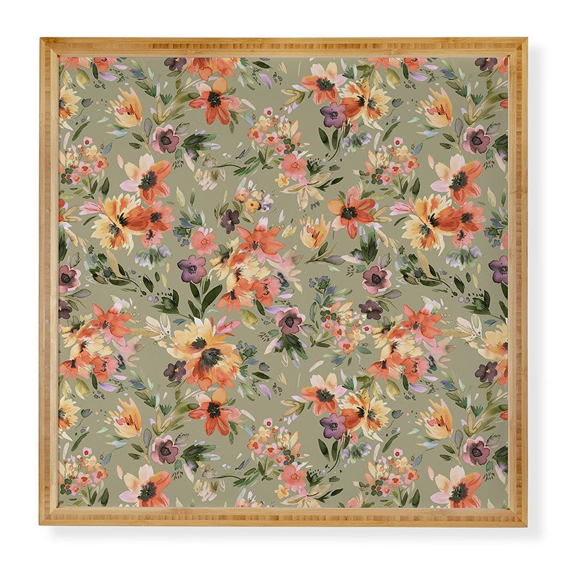 Ninola Design Botanic Retreat Floral Oleander Whimsical Teal Green Framed Wall Art