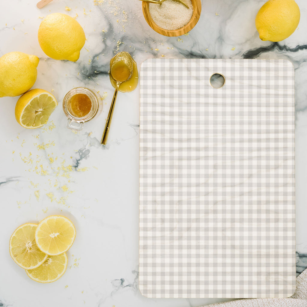 Colour Poems Gingham Plaid Pattern Cloud White Cutting Board Rectangle