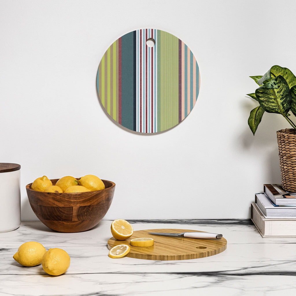 Marta Barragan Camarasa Colorful Stripe Delight Cutting Board Round