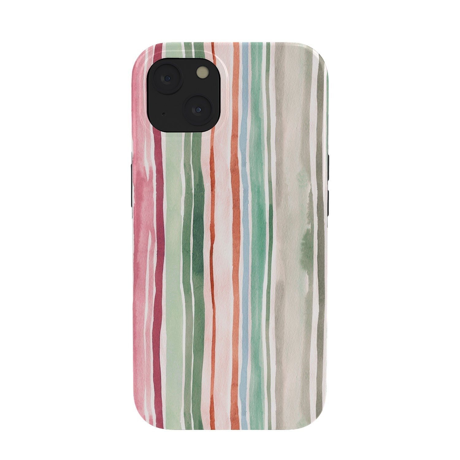 Ninola Design Botanic Retreat Watercolor Stripes Green Orange Red Phone Case