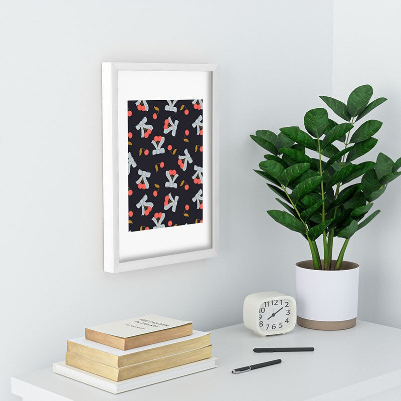 Jennifer Labre Cherries and Bows Recessed Framing Rectangle