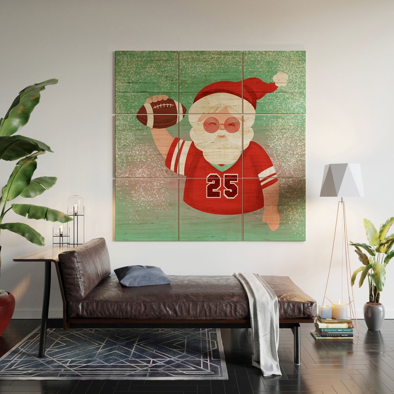 Design by Spark Sporty Football Santa Wood Wall Mural
