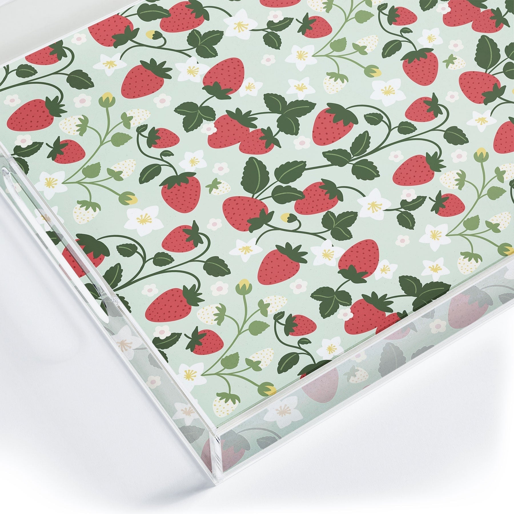 Design by Spark Strawberry Florals Fields Acrylic Tray