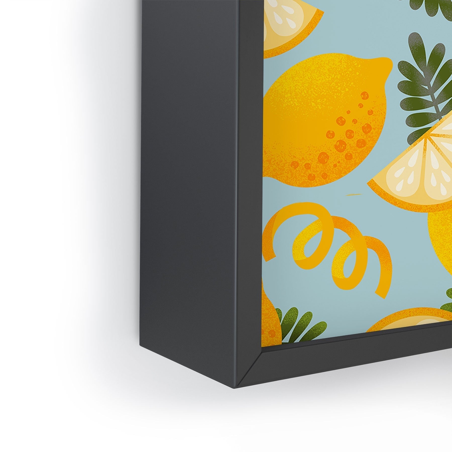 Jessica Molina Lemon Pattern on Sky Blue Framed Mini Art Print