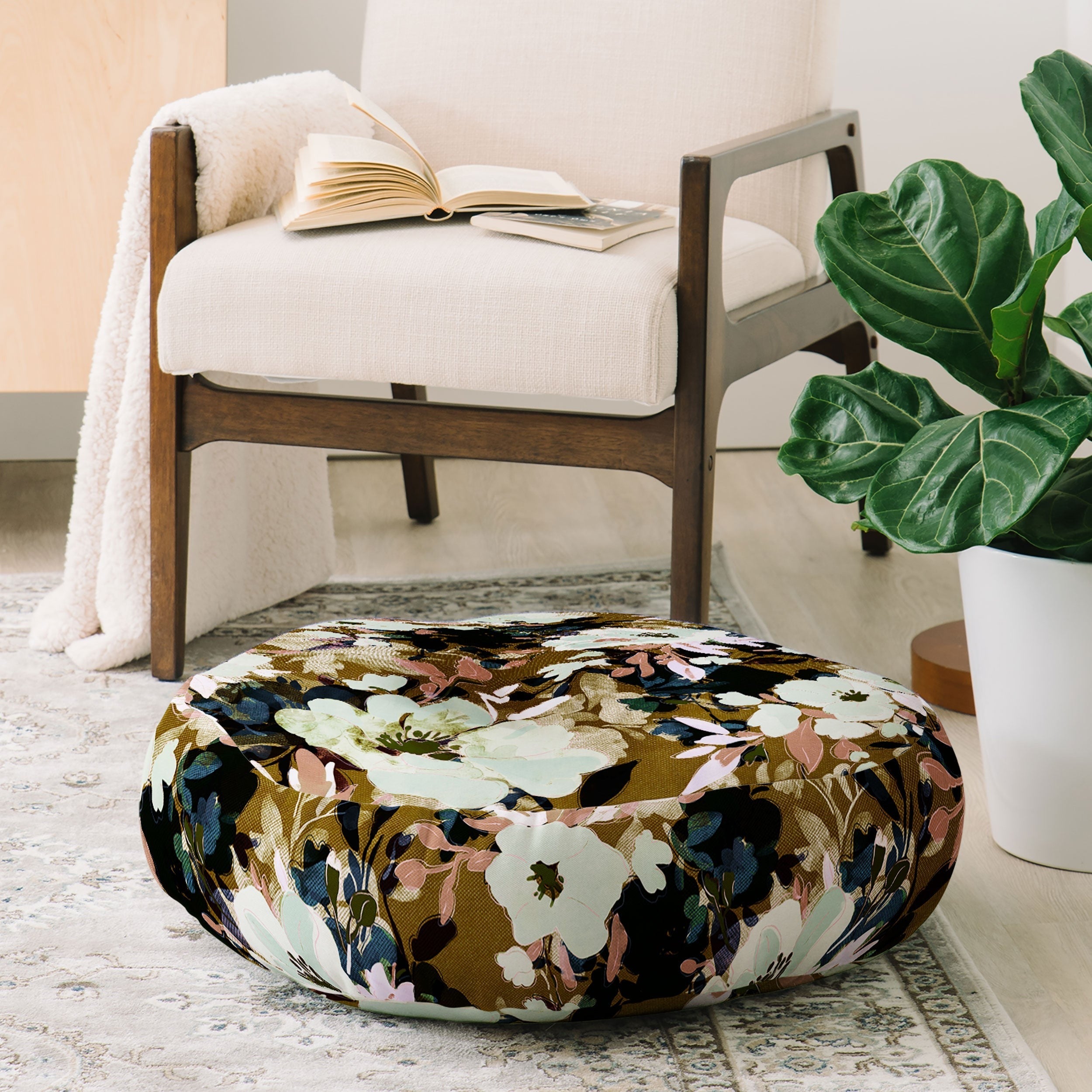 Marta Barragan Camarasa Romantic Floral Fusion Floor Pillow Round
