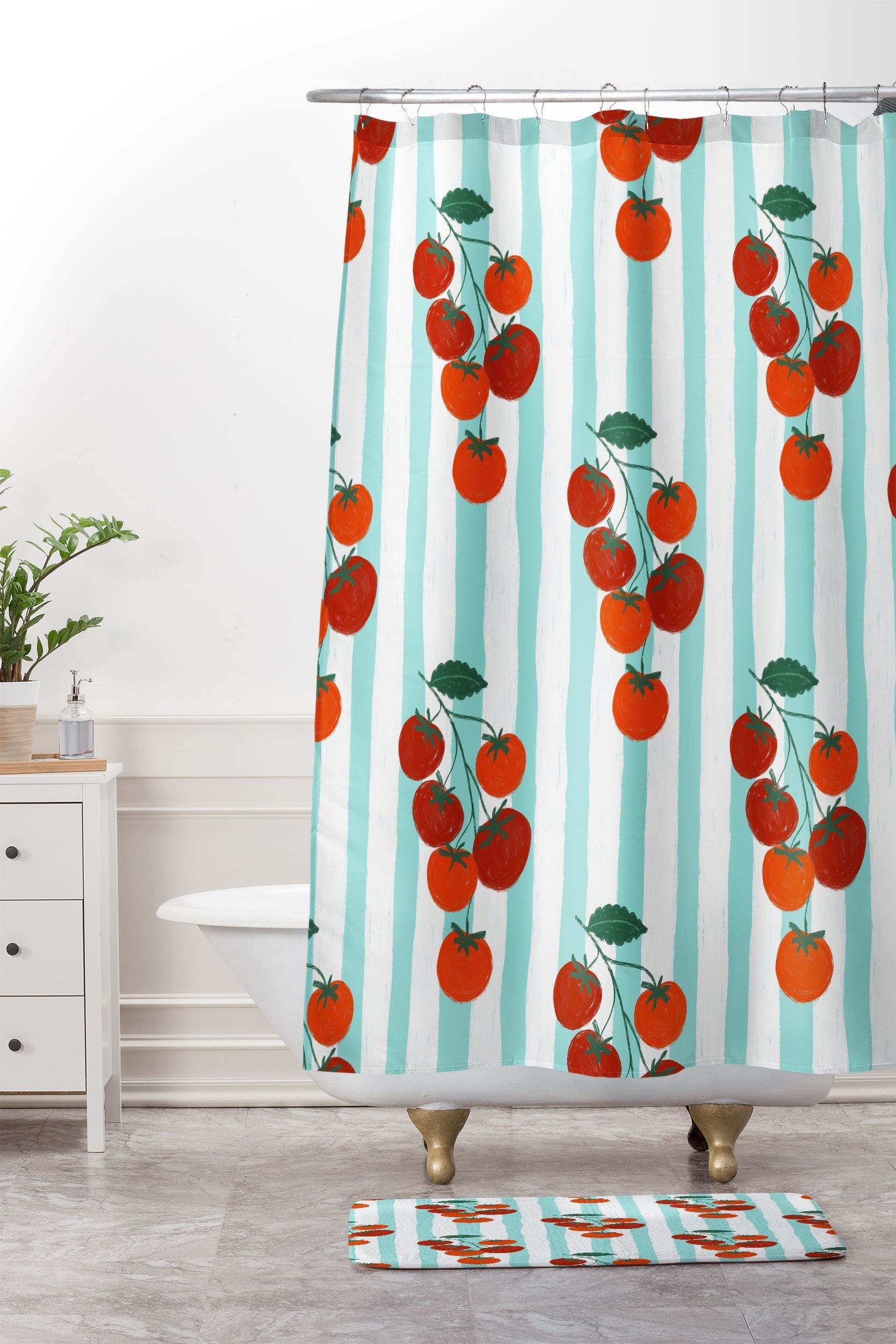 Design by Spark Zesty Tomatoes and Stripes Memory Foam Bath Mat