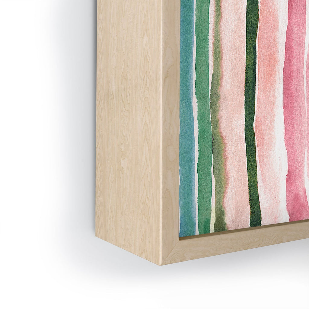 Ninola Design Botanic Retreat Watercolor Stripes Green Orange Red Framed Mini Art Print