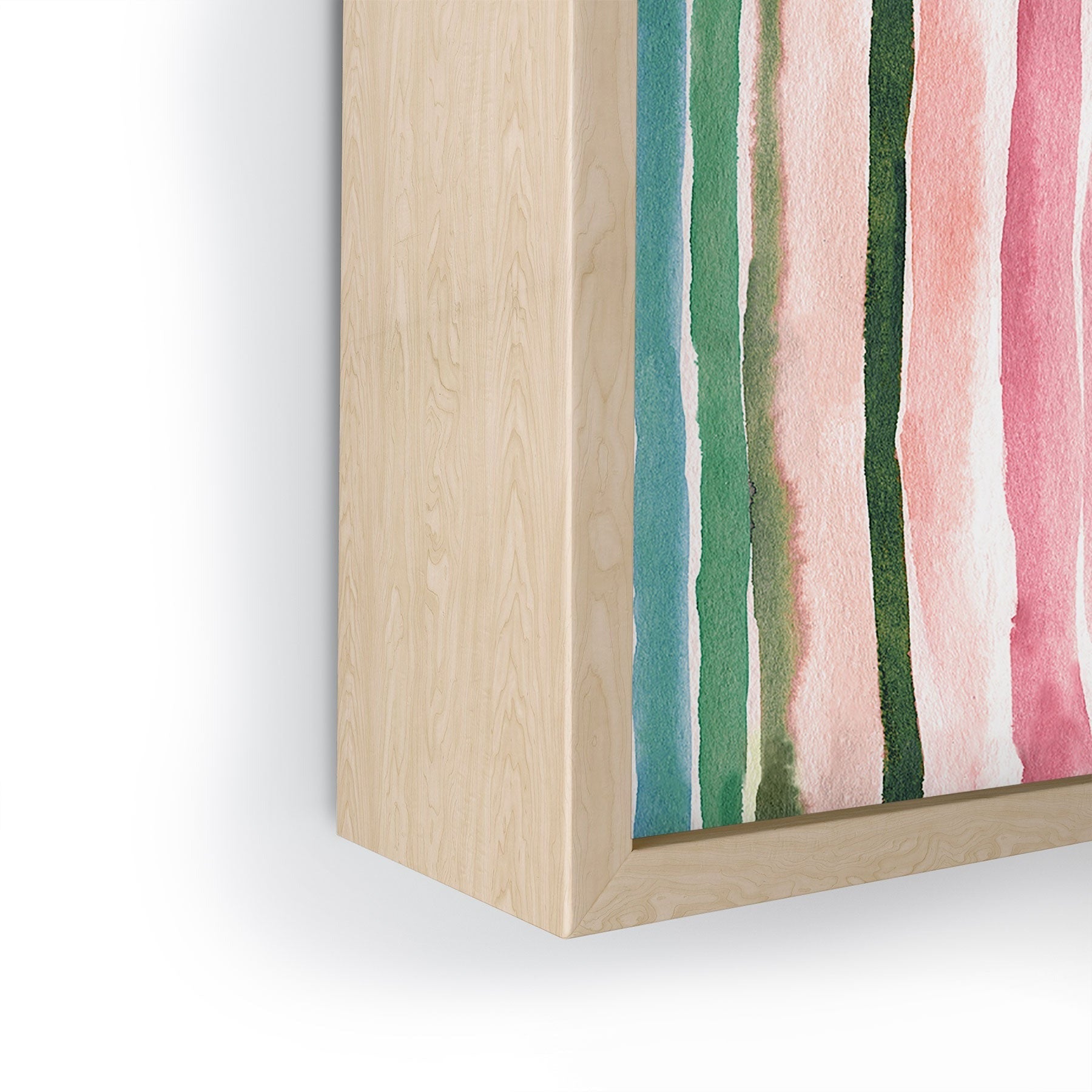 Ninola Design Botanic Retreat Watercolor Stripes Green Orange Red Framed Mini Art Print