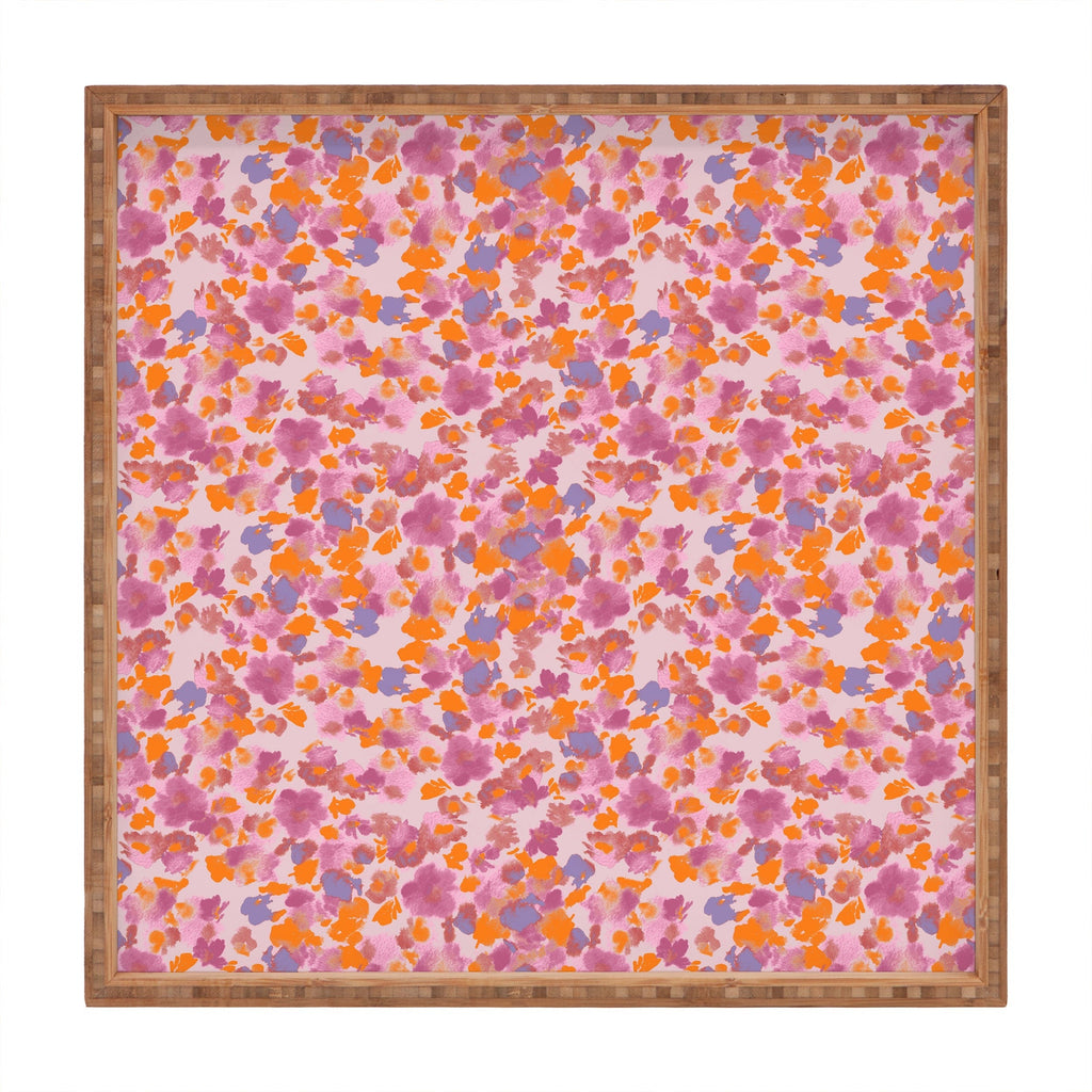 Gabriela Fuente Day Dreaming Watercolor Pink Square Tray