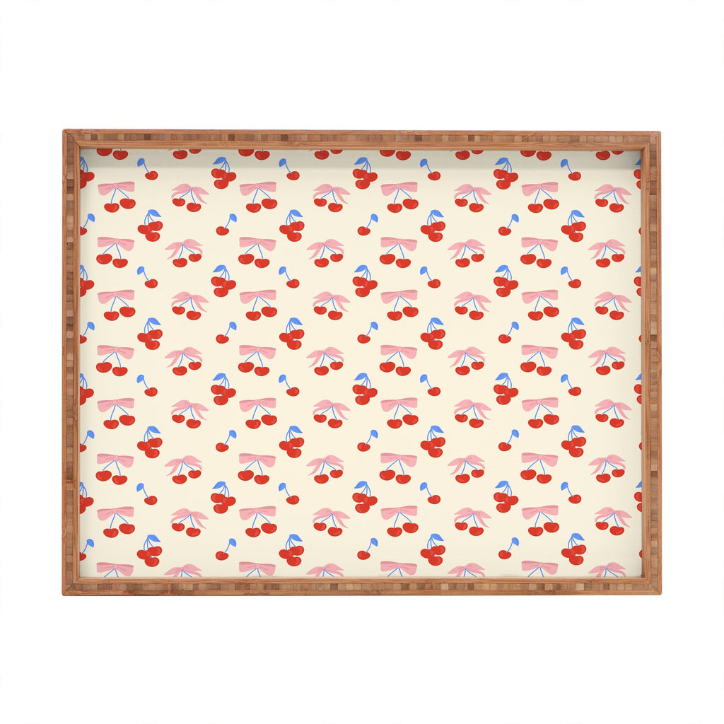 Design by Spark Cherries And Ribbons Rectangular Tray