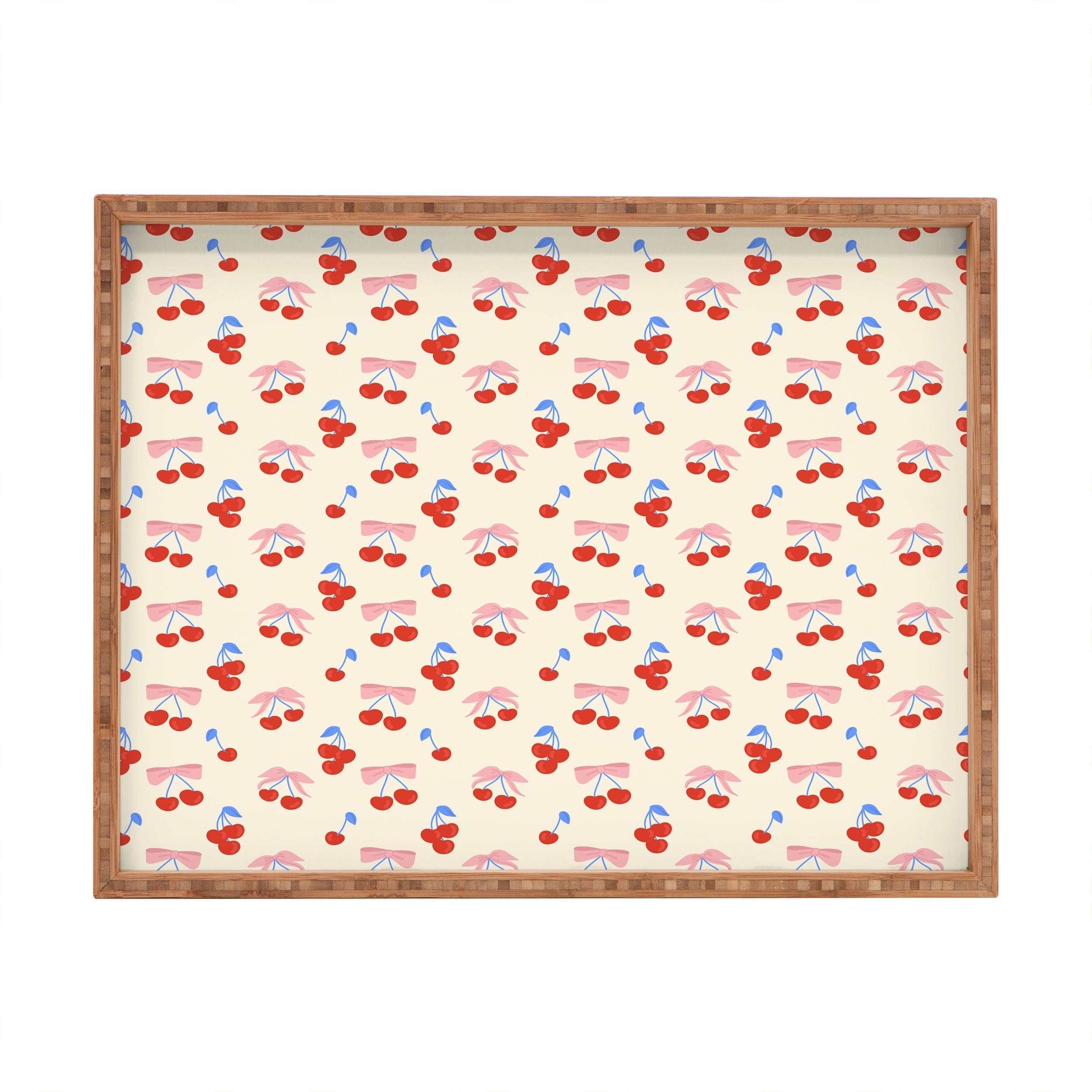 Design by Spark Cherries And Ribbons Rectangular Tray