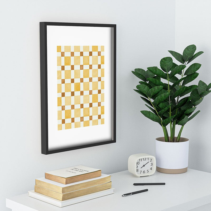 Ninola Design Everyday Artifact Checker Mosaic Tiles Geometry Yellow Recessed Framing Rectangle
