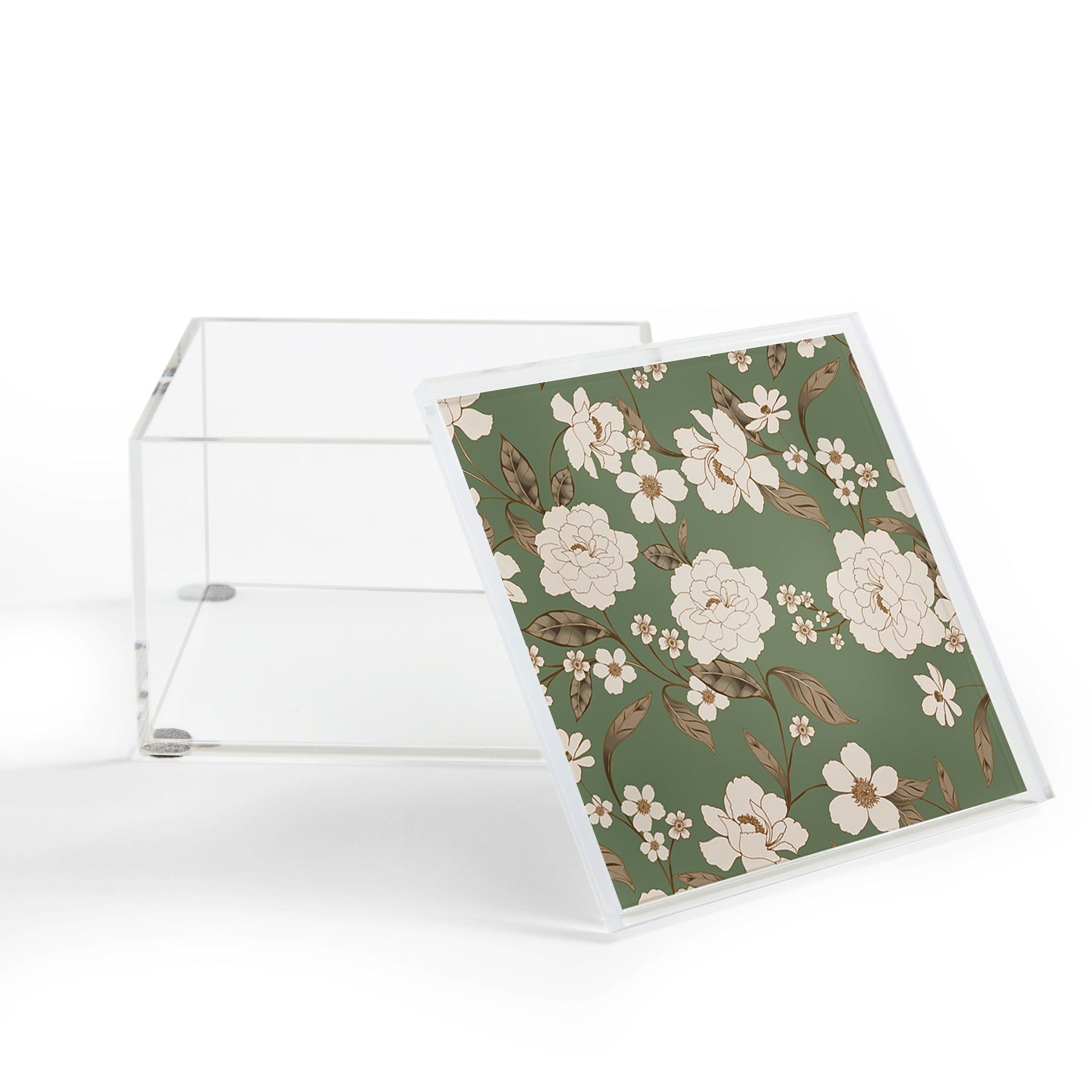 Gabriela Fuente Olive Floral Roberta Acrylic Box
