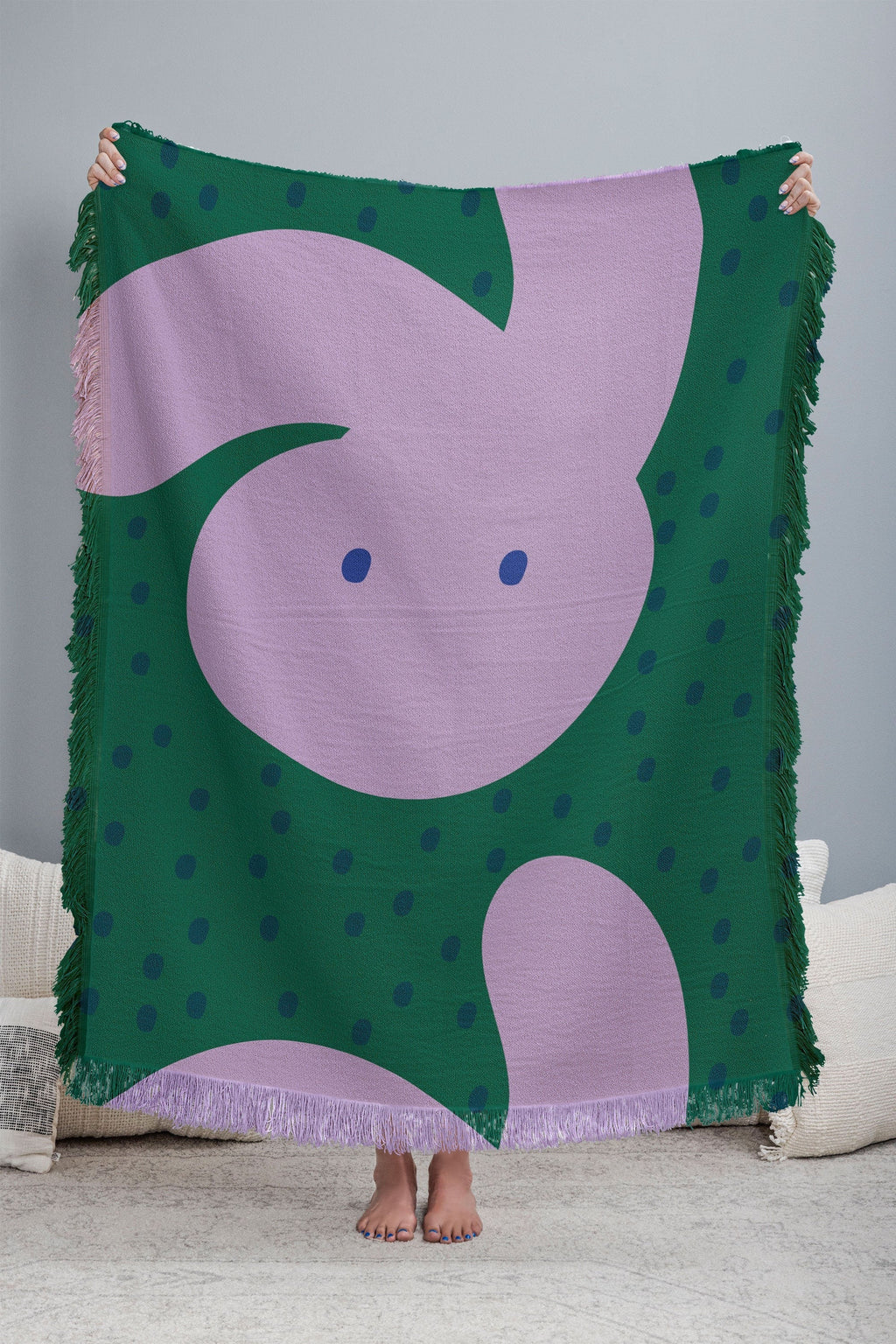 Camilla Foss Pebbles and Rabbit Throw Blanket