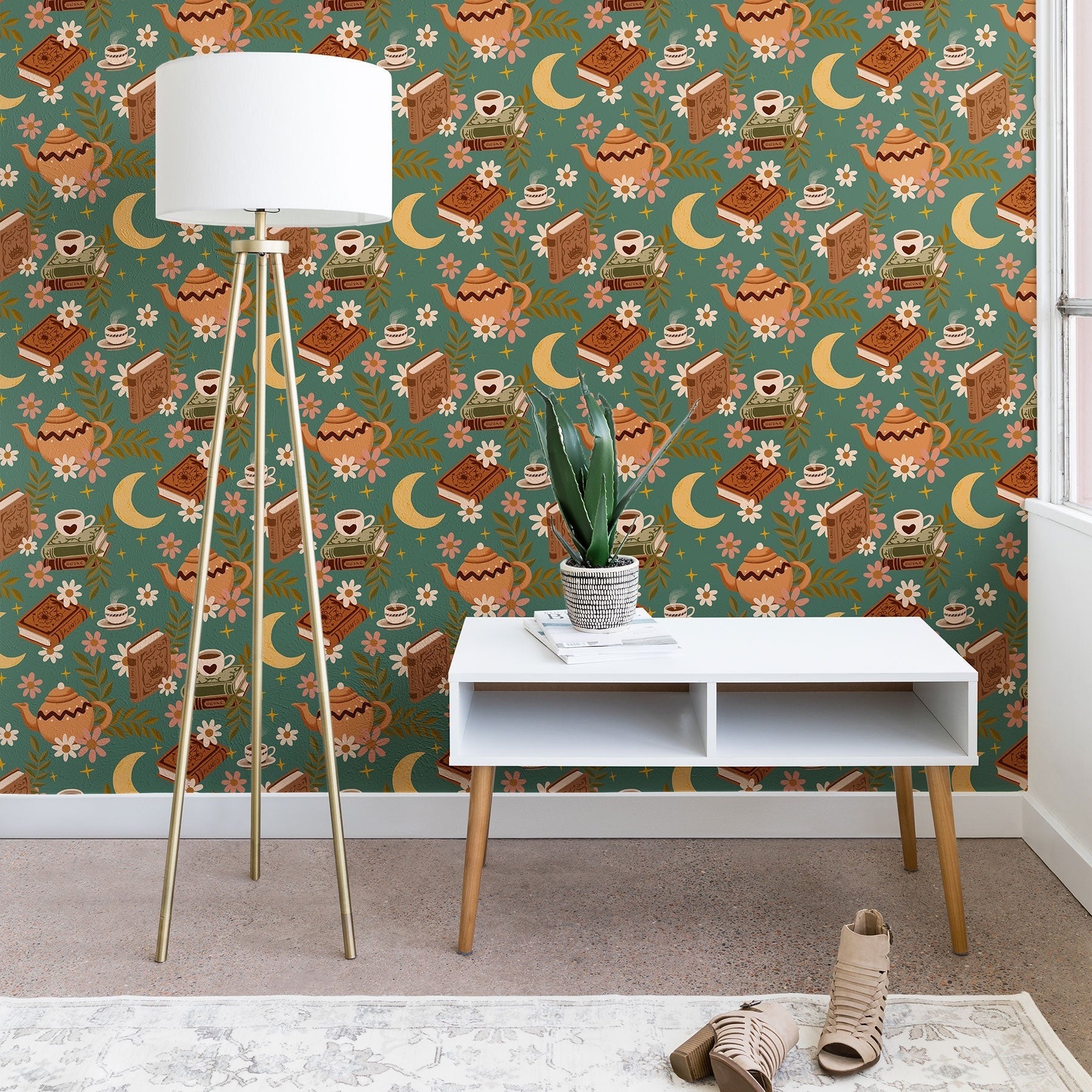 Avenie Moonlit Reading Nook I Wallpaper