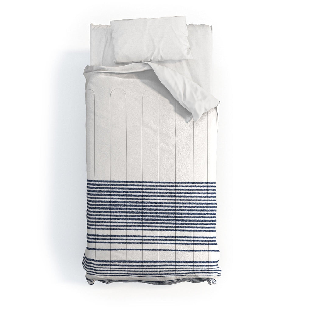 Kierkegaard Design Studio organic stripes naut navy blue and white Comforter