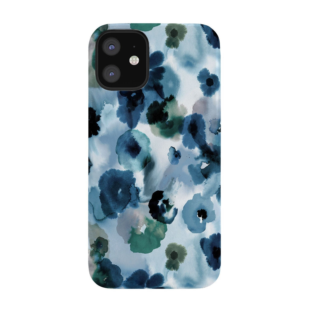 Ninola Design Botanic Retreat Ombre Abstract Watercolor Flowers Blue Navy Phone Case