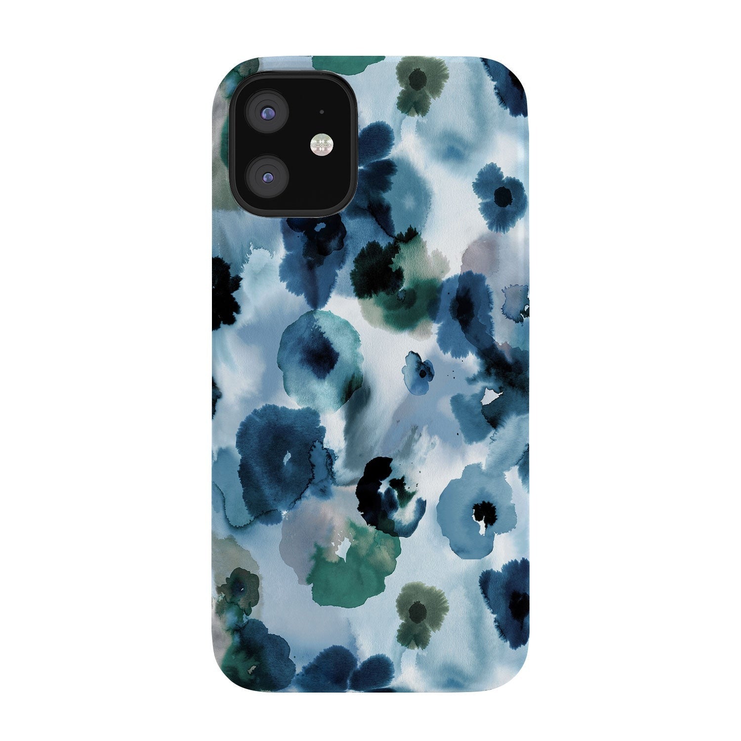Ninola Design Botanic Retreat Ombre Abstract Watercolor Flowers Blue Navy Phone Case