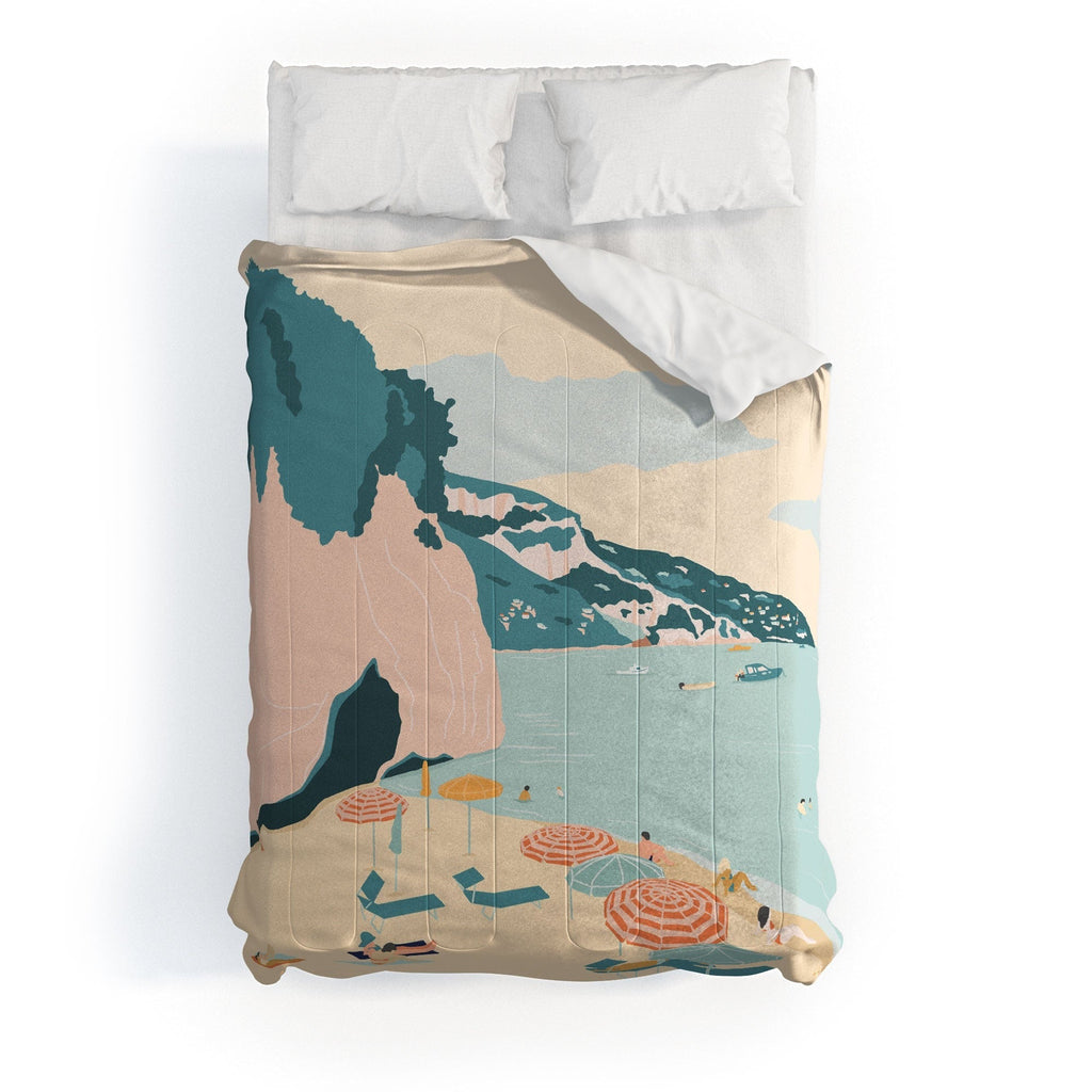 Valeria Frustaci Beach of Positano in Italy Comforter