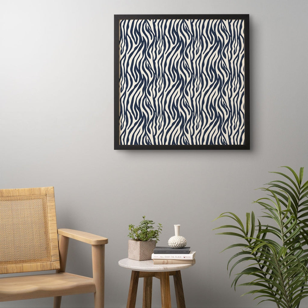 Avenie BR Navy Tiger Stripes Framed Wall Art