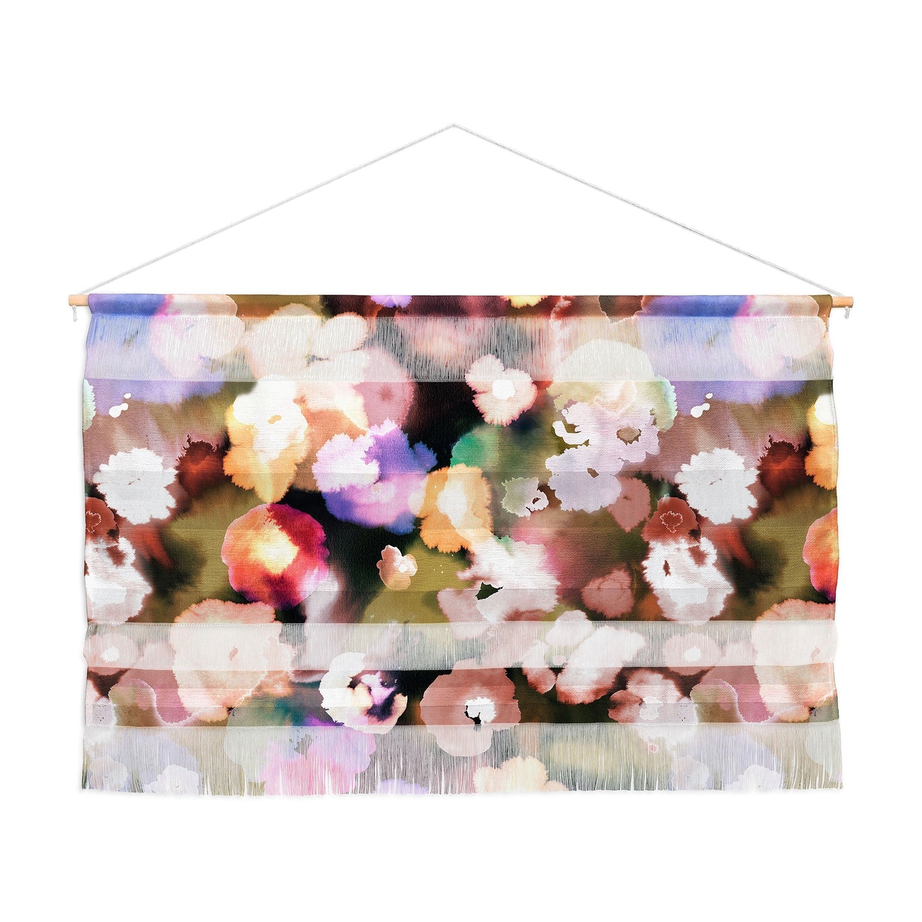 Ninola Design Botanic Retreat Ombre Abstract Watercolor Flowers Pink gold Wall Hanging Landscape