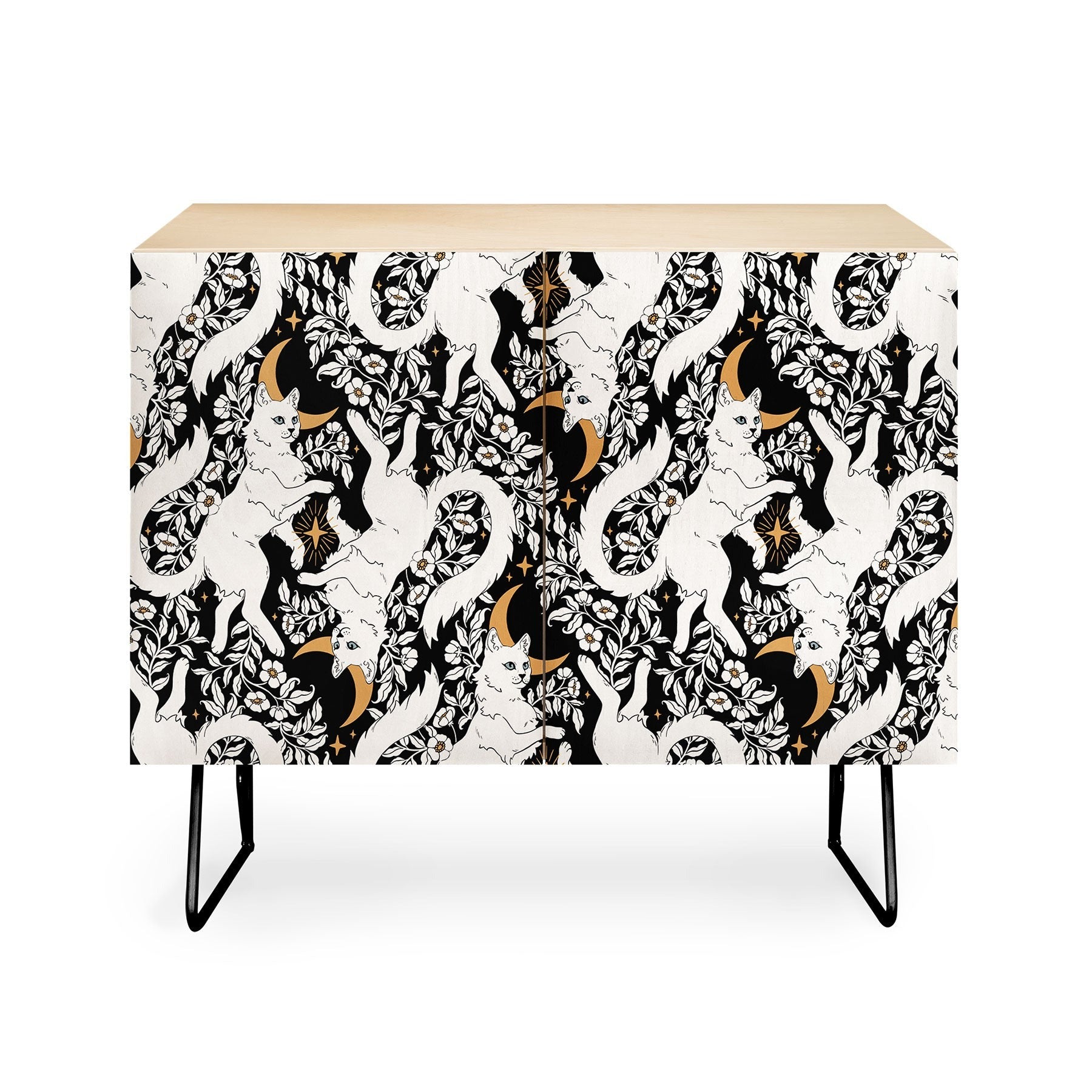 Avenie Celestial Cats Gold Credenza