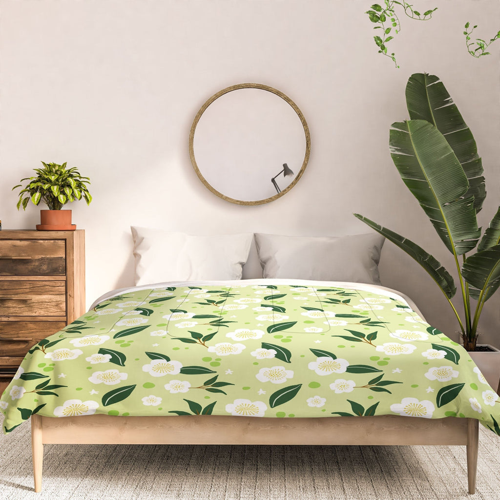 Design by Spark Matcha Tea Florals Comforter