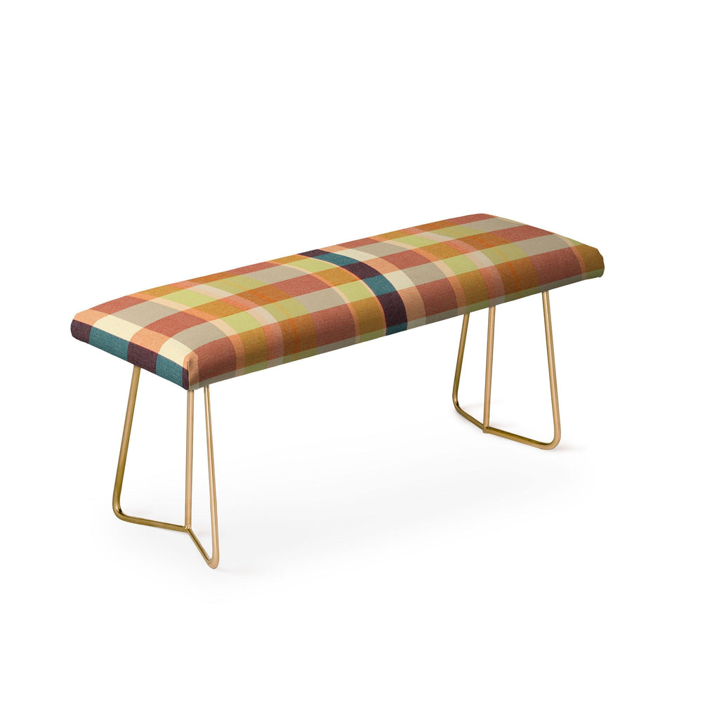 Marta Barragan Camarasa Retro Picnic Plaid Warm Tones Bench