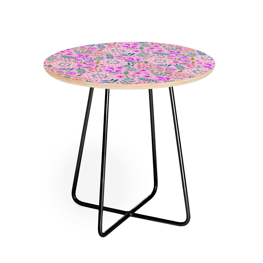 Pimlada Phuapradit Ditsy Purple Floral Half Drop Round Side Table