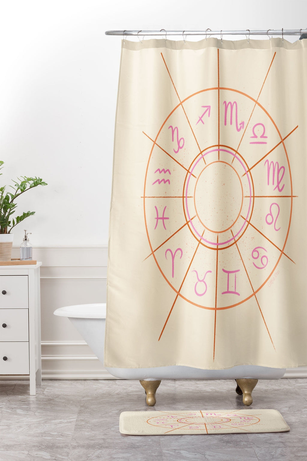 Little Om Zodiac Signs cream Memory Foam Bath Mat