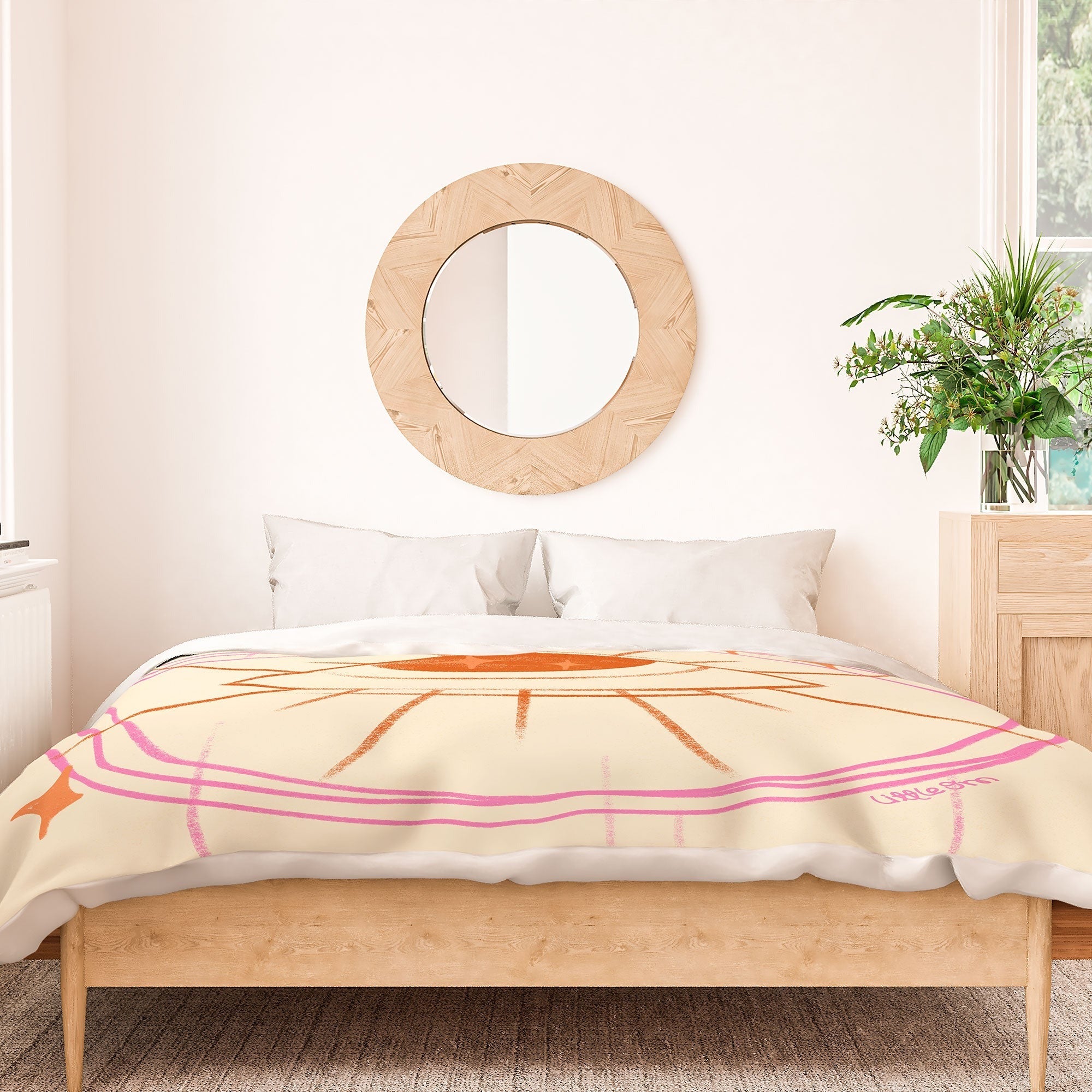 Little Om Celestial Eye cream Duvet Cover
