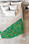 Pimlada Phuapradit Ditsy Spring Floral Green Fleece Throw Blanket