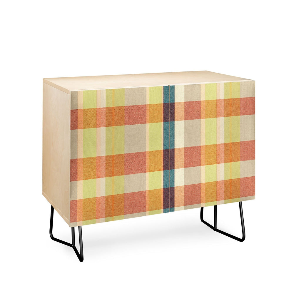 Marta Barragan Camarasa Retro Picnic Plaid Warm Tones Credenza