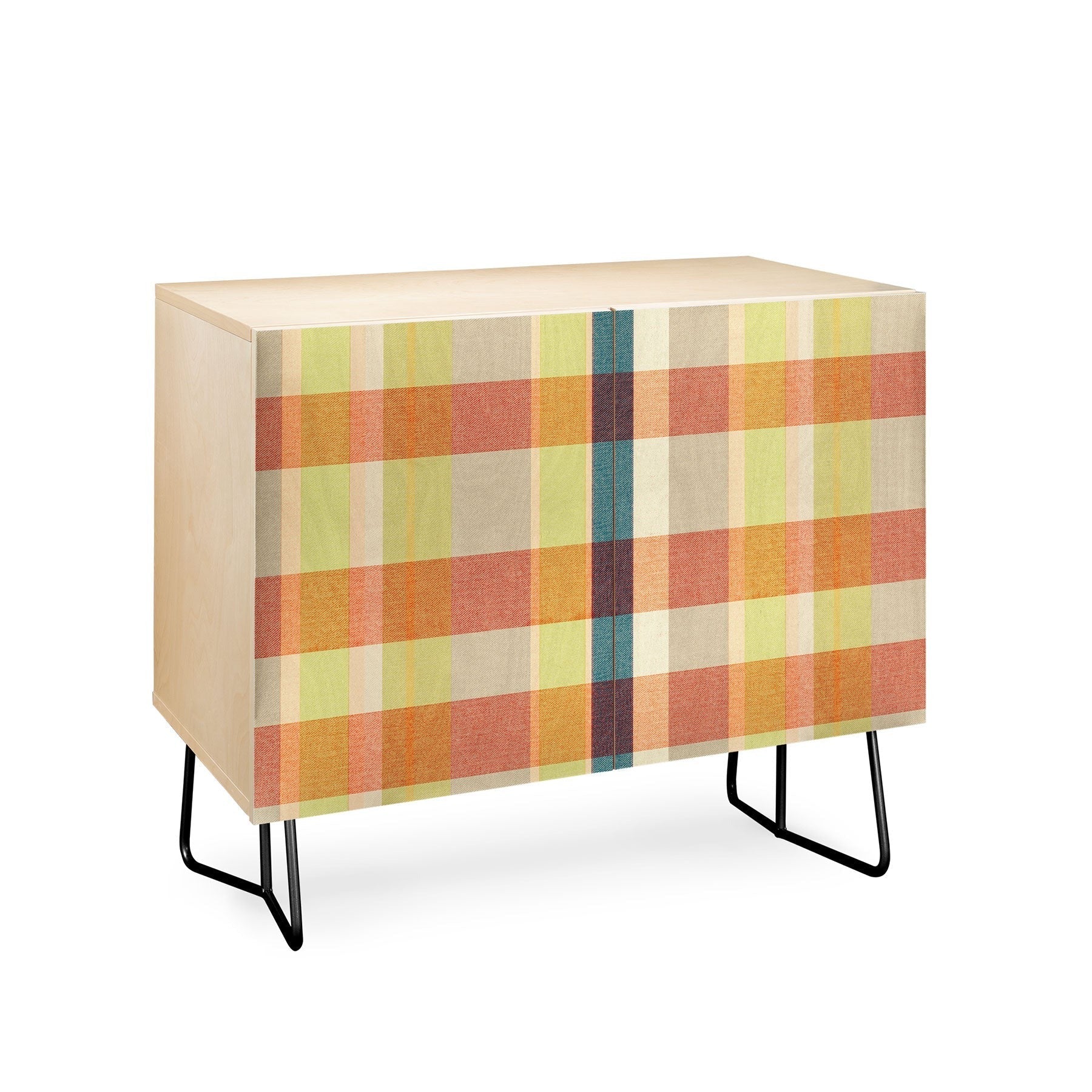 Marta Barragan Camarasa Retro Picnic Plaid Warm Tones Credenza