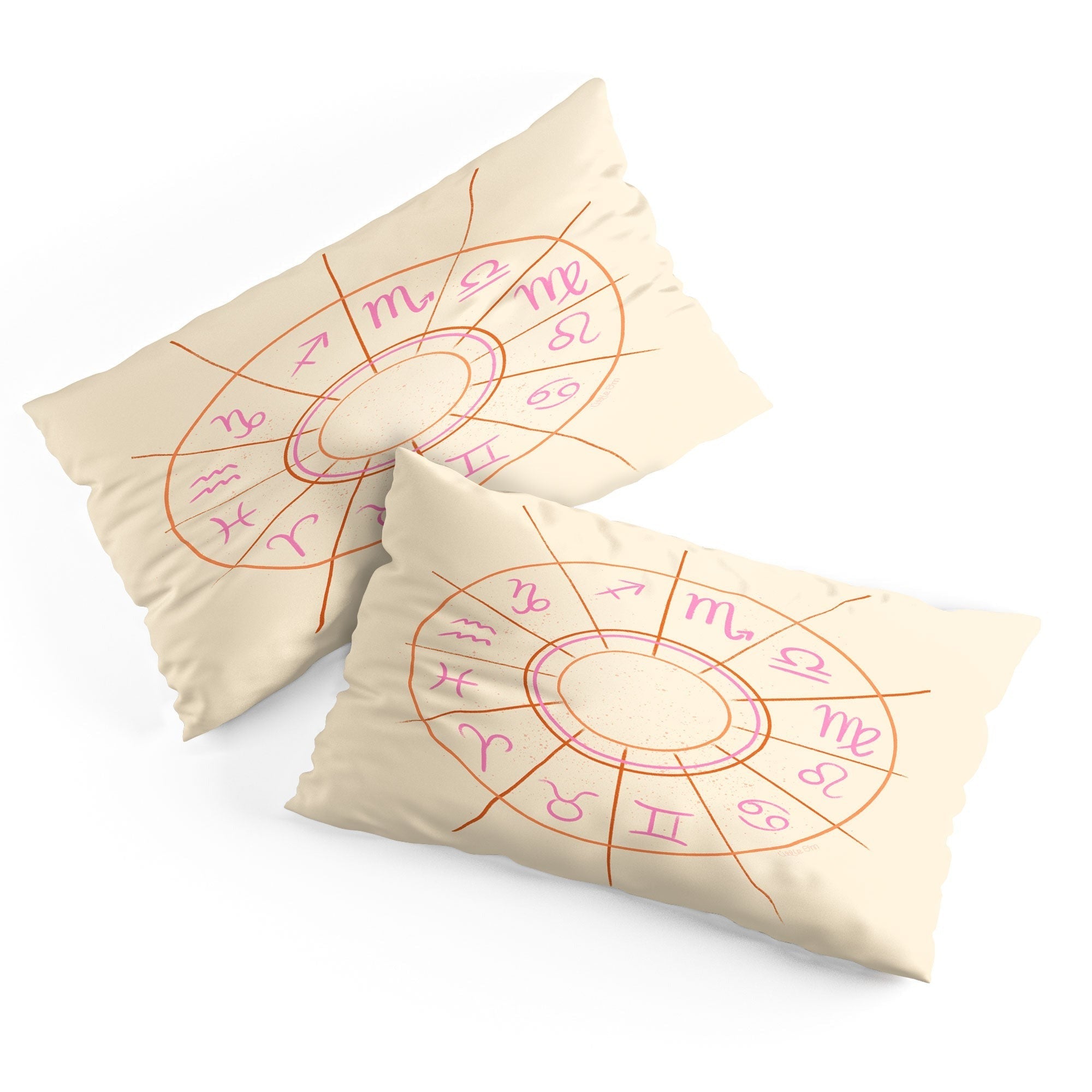 Little Om Zodiac Signs cream Pillow Shams