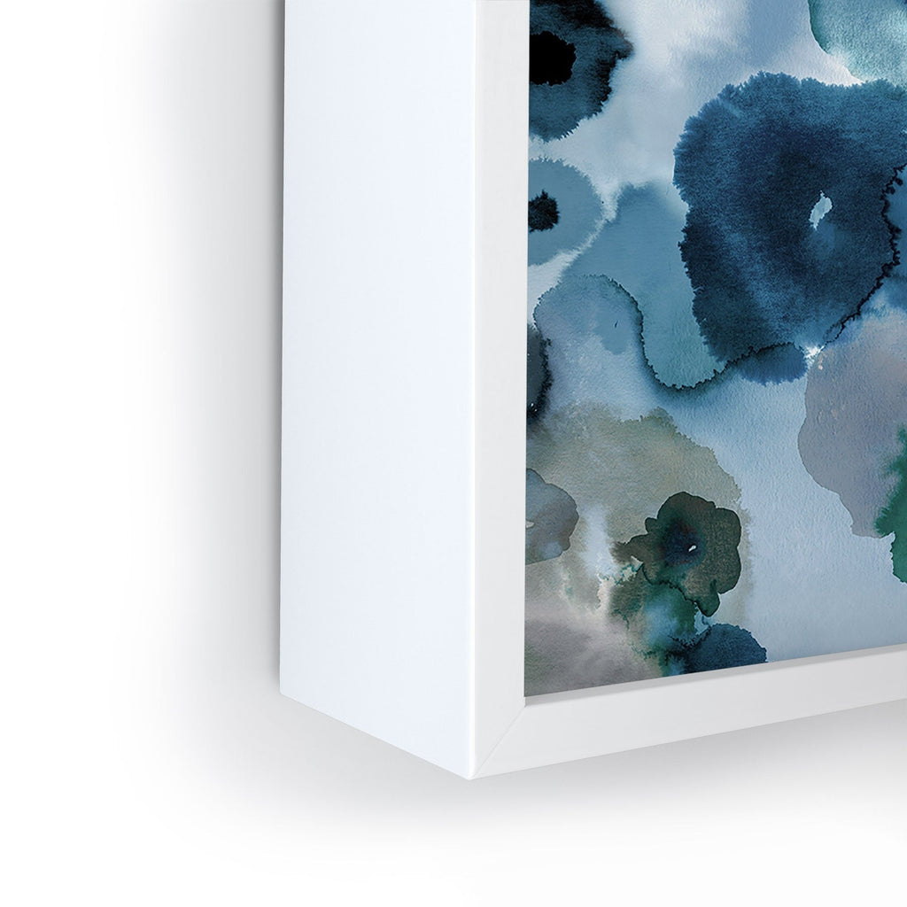 Ninola Design Botanic Retreat Ombre Abstract Watercolor Flowers Blue Navy Framed Mini Art Print