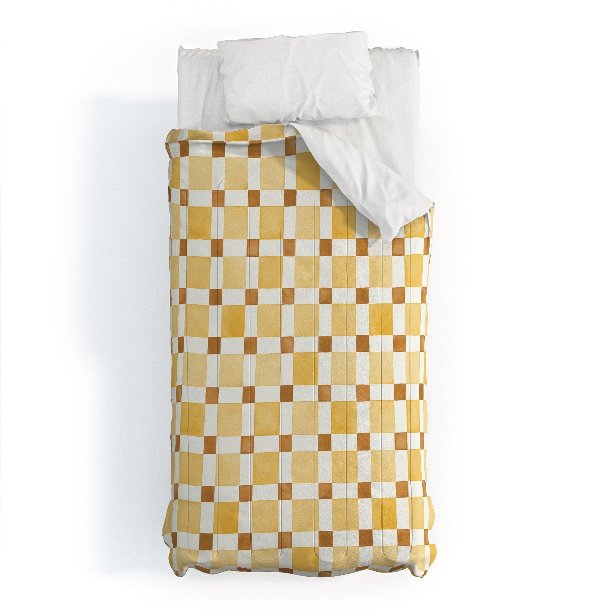Ninola Design Everyday Artifact Checker Mosaic Tiles Geometry Yellow Comforter