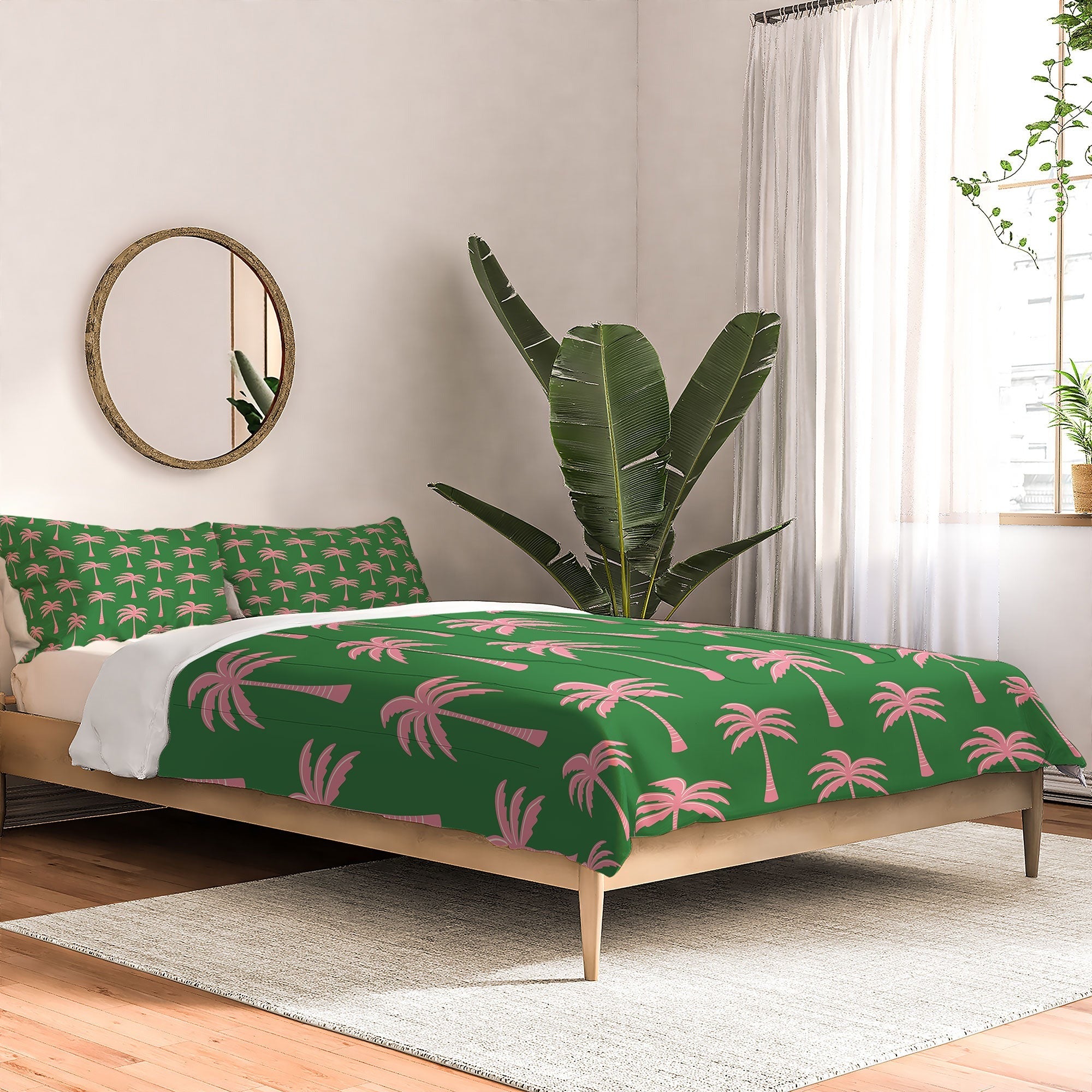 Design by Spark Pink Palm Tree Oasis Comforter
