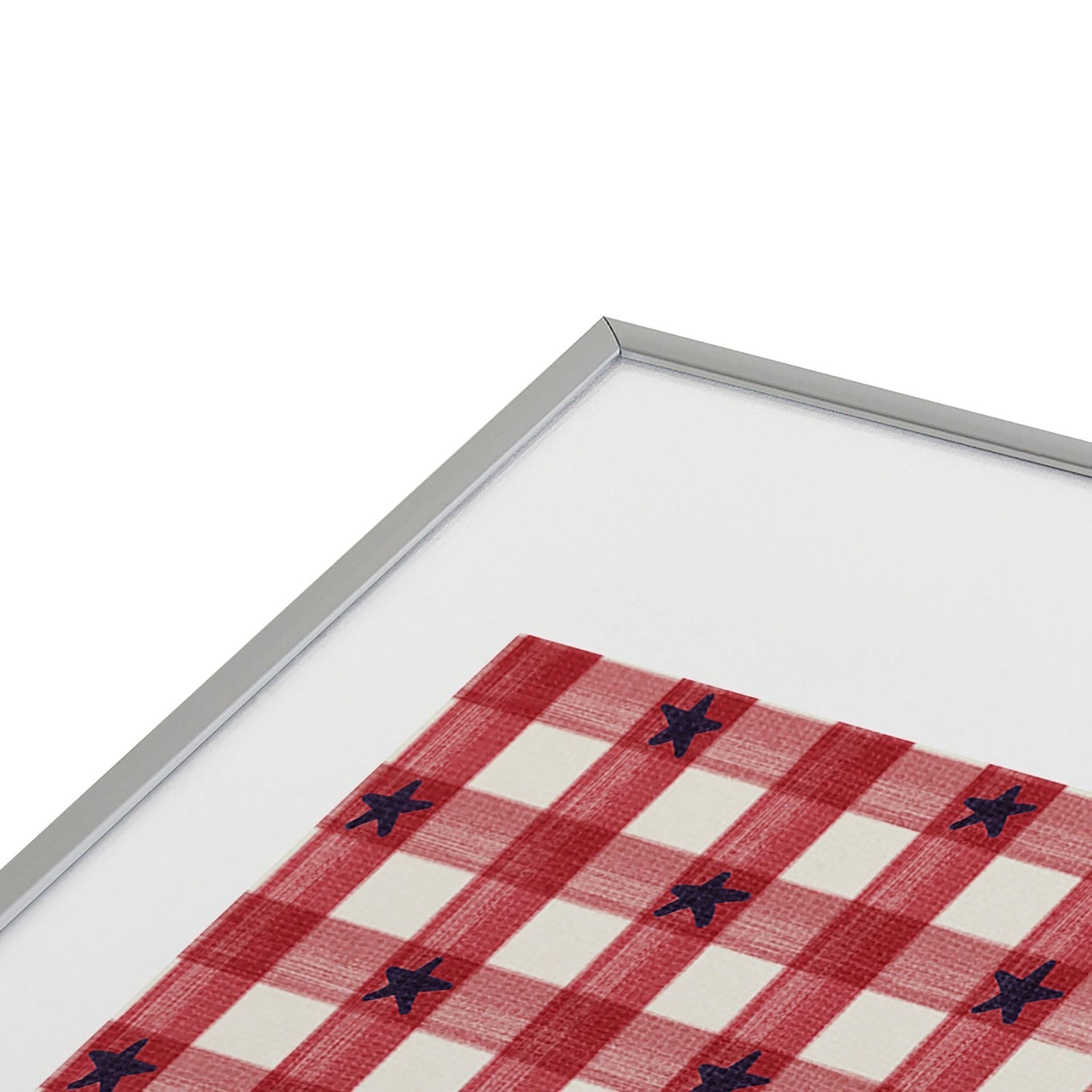 DENY Designs Red Gingham plus Stars Metal Framed Art Print