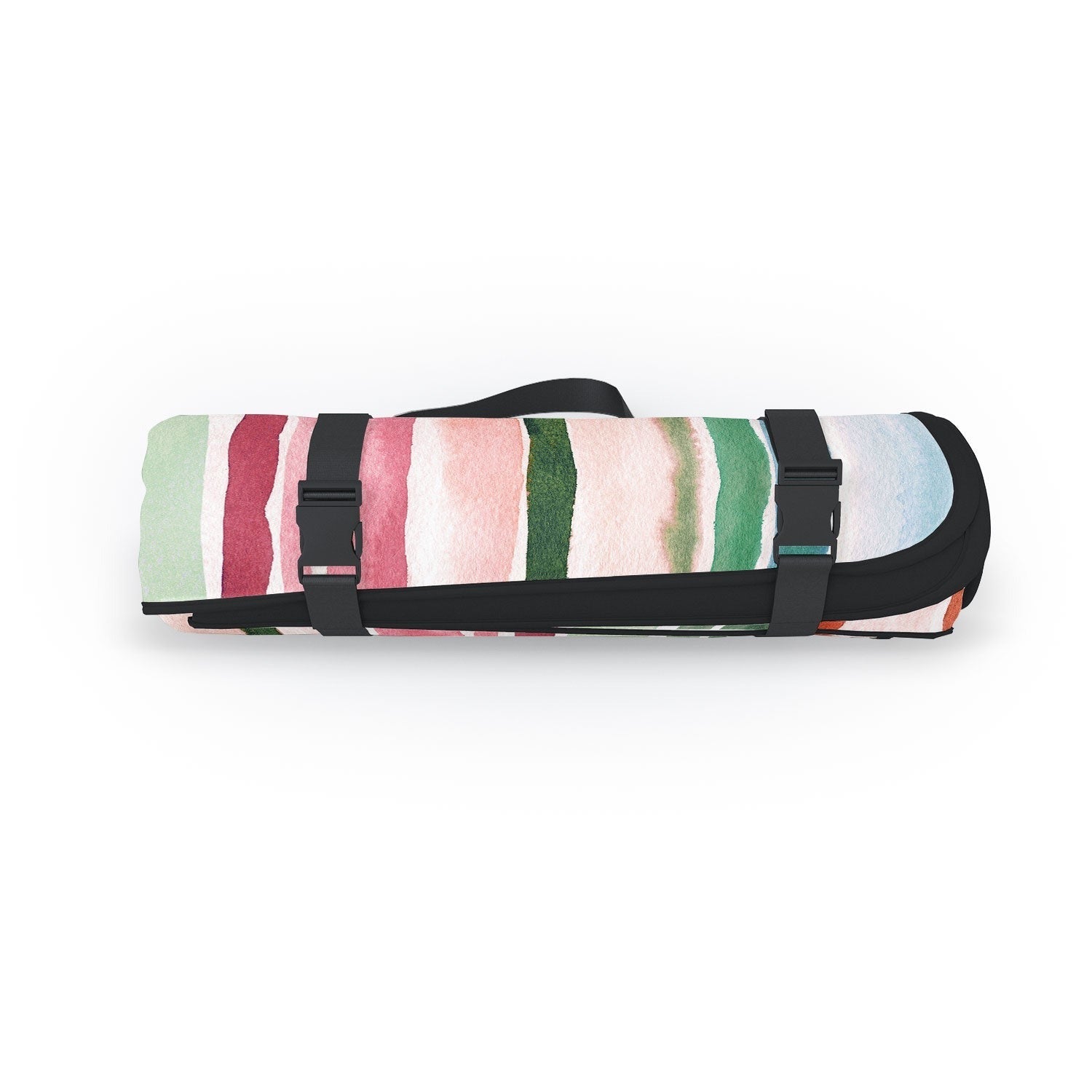 Ninola Design Botanic Retreat Watercolor Stripes Green Orange Red Picnic Blanket