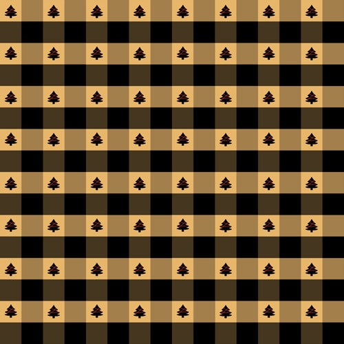 Design by Spark Black Gold Tree Tree Gingham Shower Curtain