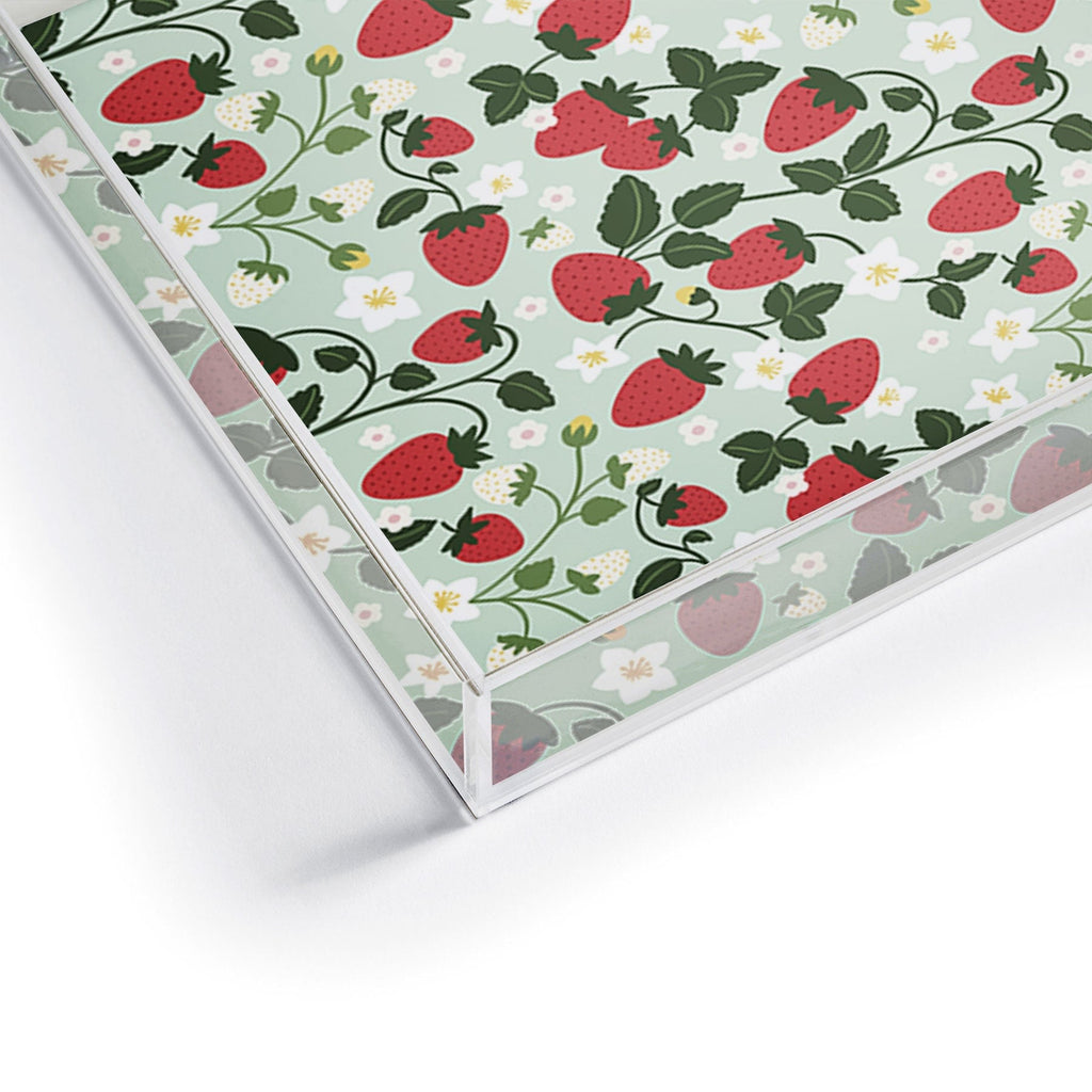 Design by Spark Strawberry Florals Fields Acrylic Tray