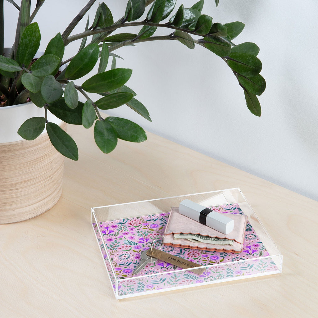 Pimlada Phuapradit Ditsy Purple Floral Half Drop Acrylic Tray